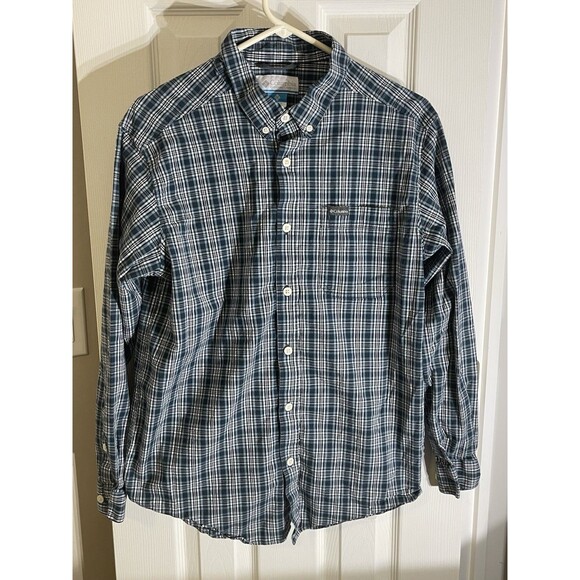 Columbia Sportswear Mens Sz L Green Plaid Shirt Button Up Long Sleeve - Picture 1 of 6